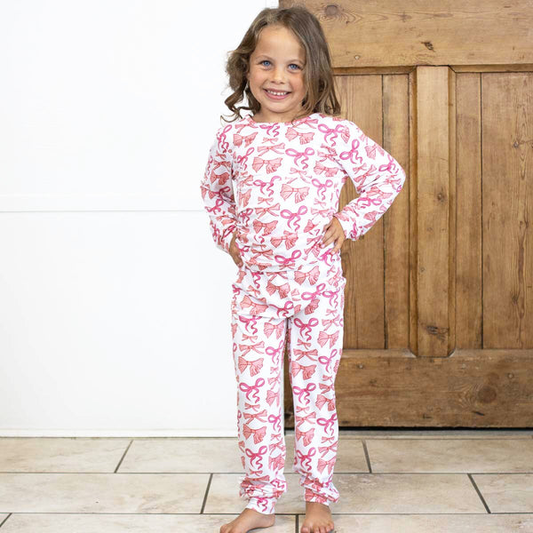 Sutton Bow Long Sleeve Toddler Pajamas
