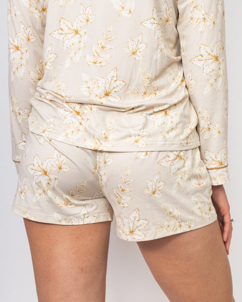 Harvest Toile Long Sleeve Button Up Sleep Shirt & Shorts set