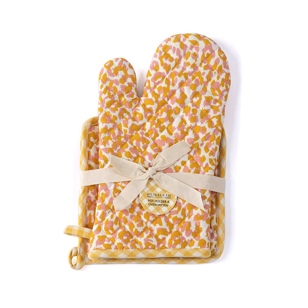 Nora Leopard Pot Holder & Oven Mitt set
