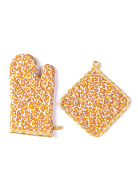 Nora Leopard Pot Holder & Oven Mitt set