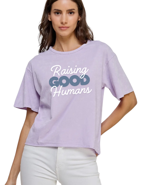 Raising Good Humans mineral wash tee
