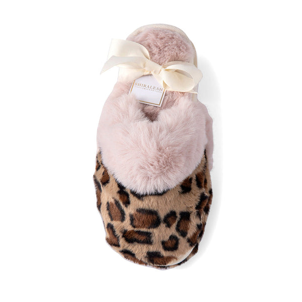 Lavinia Leopard Print Plush Slippers