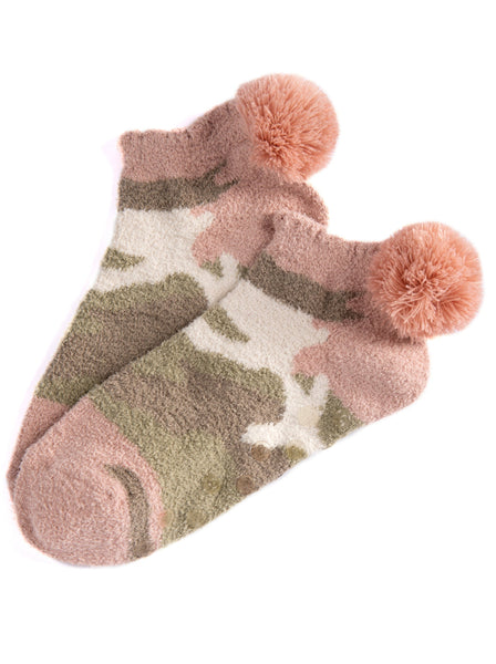 Saffie Blush And Tan Plush Home Socks