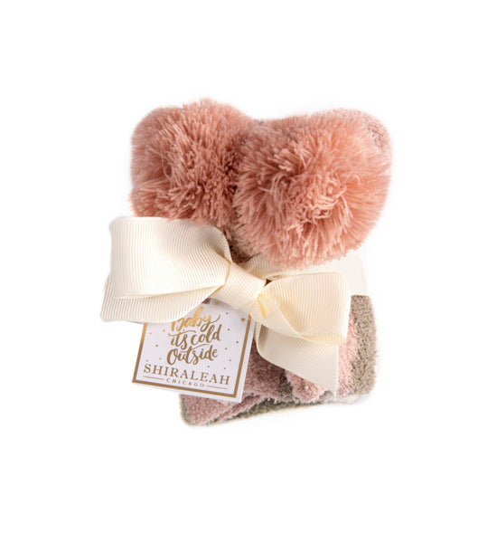 Saffie Blush And Tan Plush Home Socks