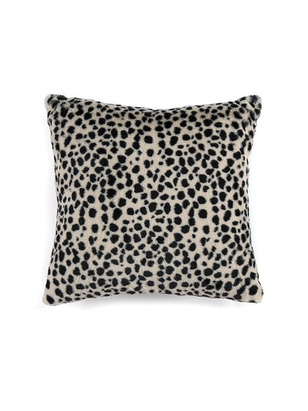 Astin Leopard Faux Fur Square Pillow, Black