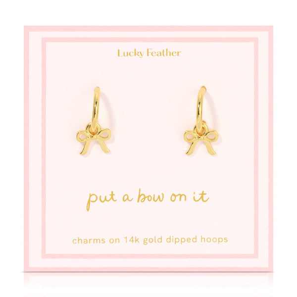 Beautiful Bow Charm Hoop Earrings