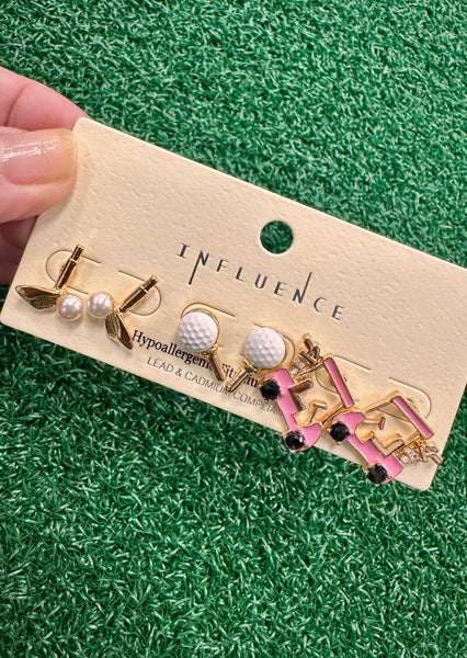 Golf Enamel earrings (set of 3)