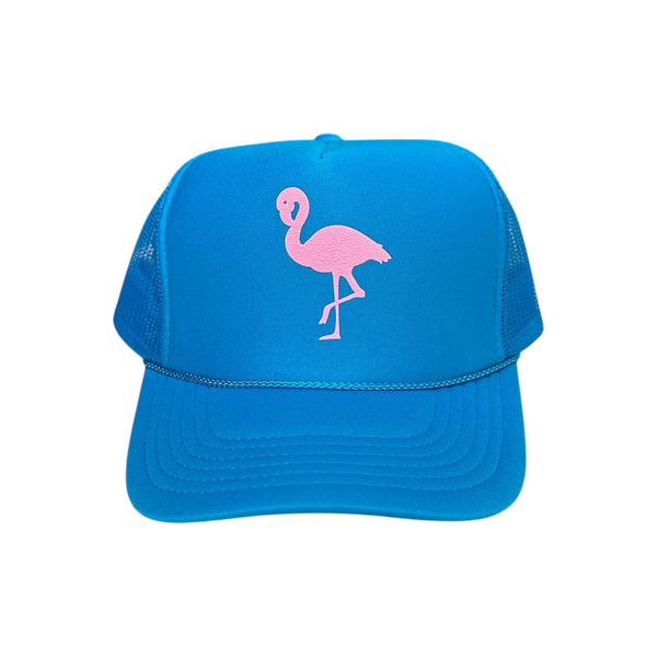Flamingo (light pink velvet) - Surf Blue Trucker Hat