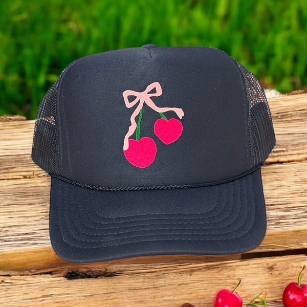 Cherries Trucker Hat navy blue