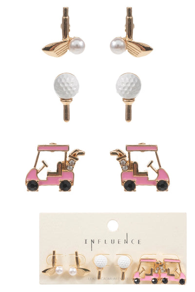 Golf Enamel earrings (set of 3)