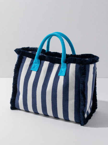 Cabana Stripe Tote, Navy