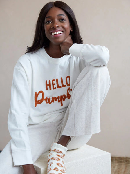 The Shiraleah "Hello Pumpkin" Pullover, white
