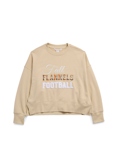 Shiraleah "Fall, Flannels, Football" Relaxed Sweatshirt, Tan