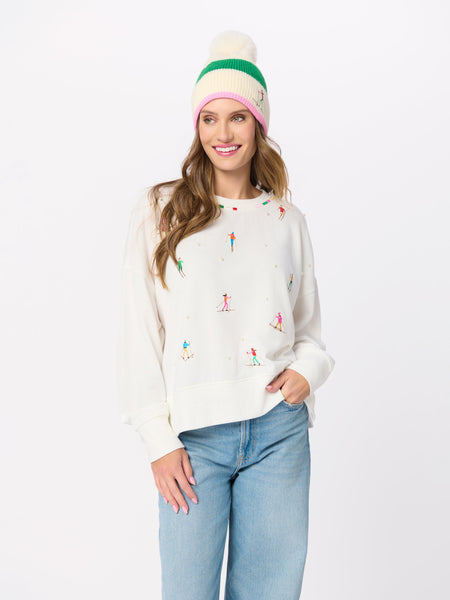Shiraleah Skiers With Pearls Relaxed Sweatshirt, Ivory