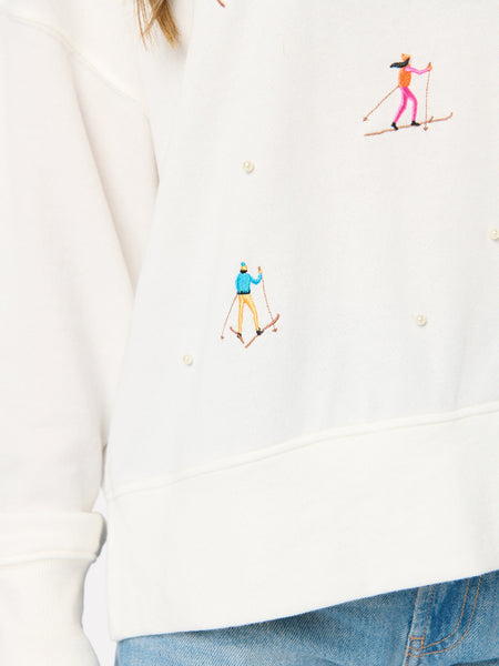 Shiraleah Skiers With Pearls Relaxed Sweatshirt, Ivory