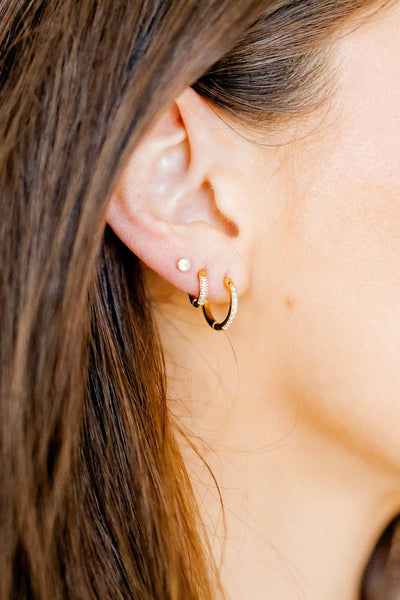 Huggie Earrings - Scarlett Hoop Gold 8mm CZ