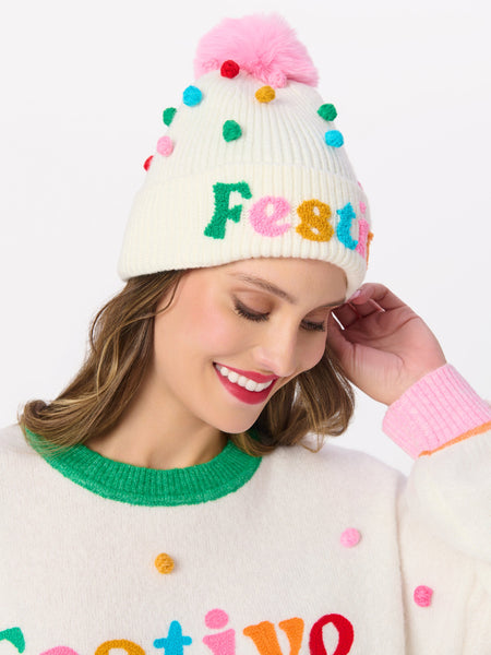 Shiraleah "Festive" Pom Pom Beanie