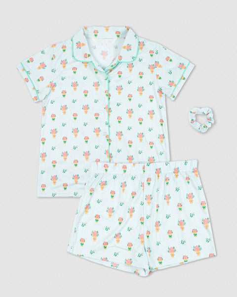 Girl's Love Blooms Here Sleep Shorts Set   White/Multi   Set of 3   -Asst.