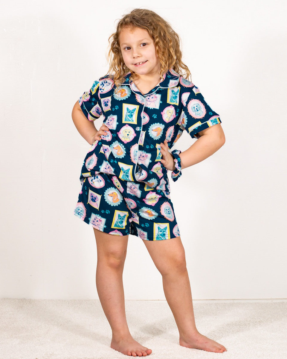 Girl's Royal Pups Sleep Shorts Set