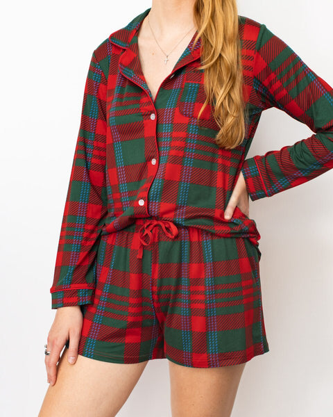 Telluride Plaid Long Sleeve Button Up Sleep Shirt