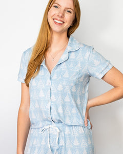 Winter Dreams Short Sleeve Button Up Sleep Shirt/Shorts Set