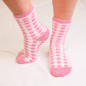 Cozy Fuzzy Gingham Socks