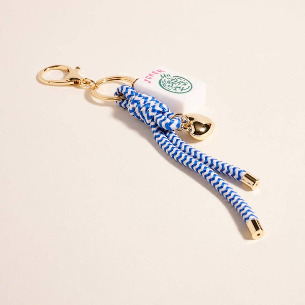 Mahjong Tile Puffy Heart Cord Keychain Bag Charm