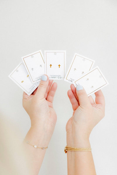 Screwback Stud Earrings - Clara Cross Pearl