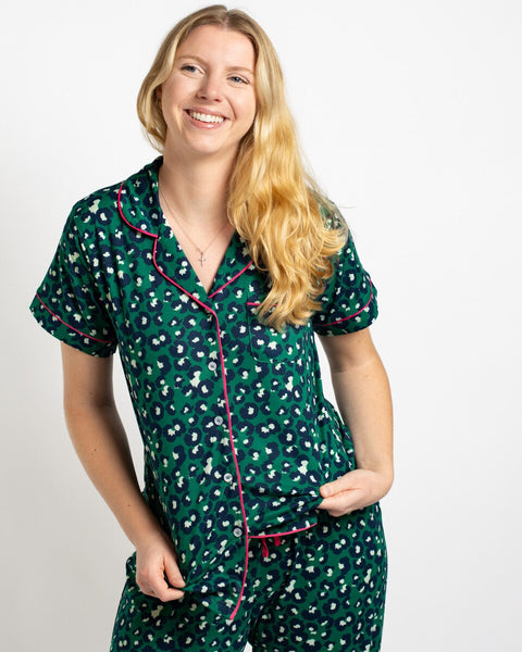 Whitney Short Sleeve Button Up Sleep Shirt & Pants Set