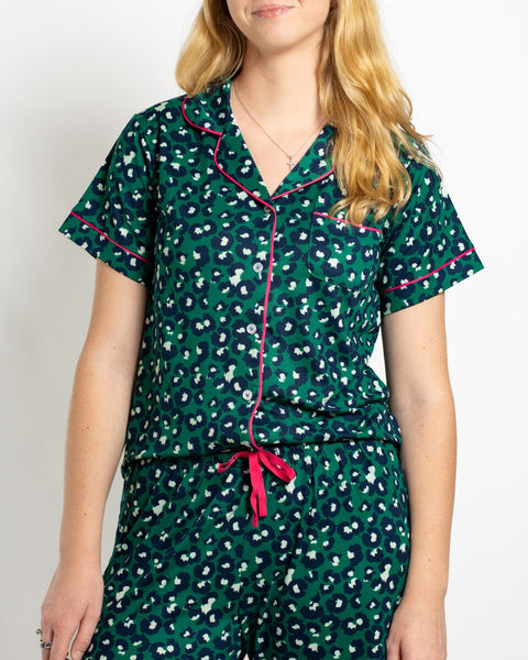 Whitney Short Sleeve Button Up Sleep Shirt & Pants Set