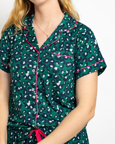 Whitney Short Sleeve Button Up Sleep Shirt & Pants Set