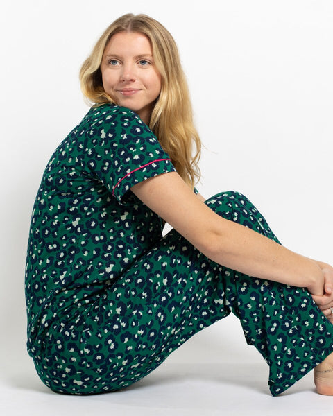 Whitney Short Sleeve Button Up Sleep Shirt & Pants Set