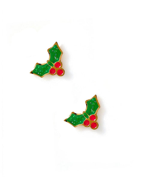 Screwback Stud Earrings - Holly Berry