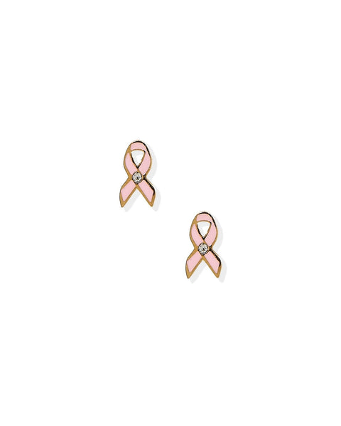 Screwback Stud Earrings - Breast Cancer Ribbon