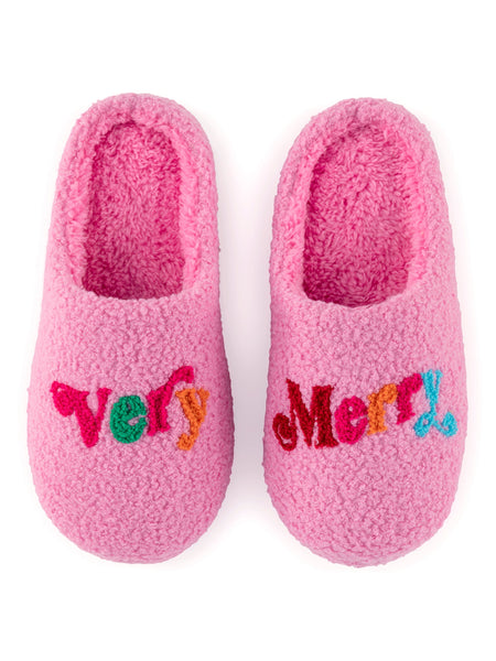 "Very Merry" Slippers, Pink