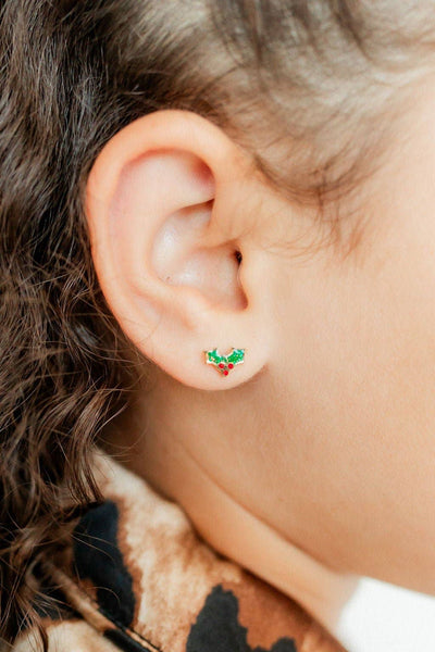 Screwback Stud Earrings - Holly Berry