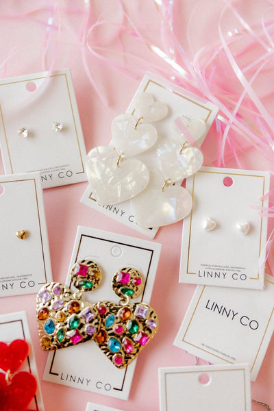 Screwback Stud Earrings Lux - Candy Heart Clear