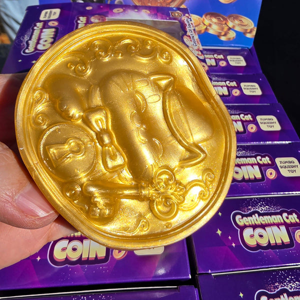 Vaseline Cat Gold Coin Squeeze Toy – Coconut oil filled