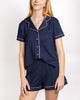 Elizabeth Short Sleeve Button Up Sleep Shirt & Shorts Set Navy/Pink