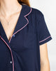 Elizabeth Short Sleeve Button Up Sleep Shirt & Shorts Set Navy/Pink