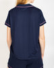 Elizabeth Short Sleeve Button Up Sleep Shirt & Shorts Set Navy/Pink