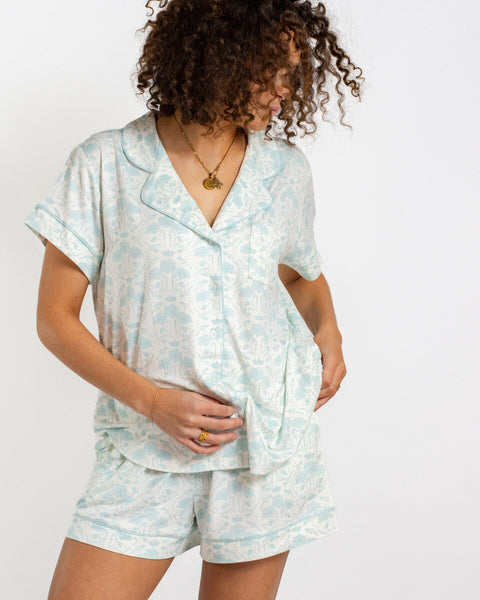 Royal Turnbridge Short Sleeve Button Up Sleep Shirt & Shorts Set