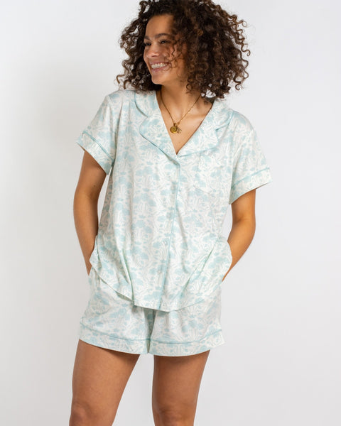 Royal Turnbridge Short Sleeve Button Up Sleep Shirt & Shorts Set