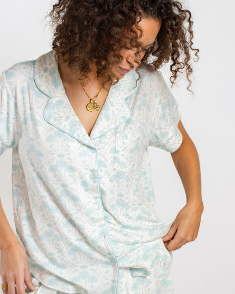 Royal Turnbridge Short Sleeve Button Up Sleep Shirt & Shorts Set