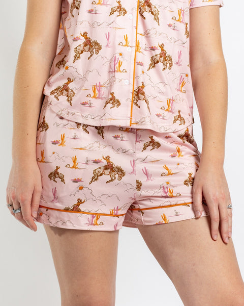 Howdy Hunny Short Sleeve Button Up Sleep Shirt & Shorts Set
