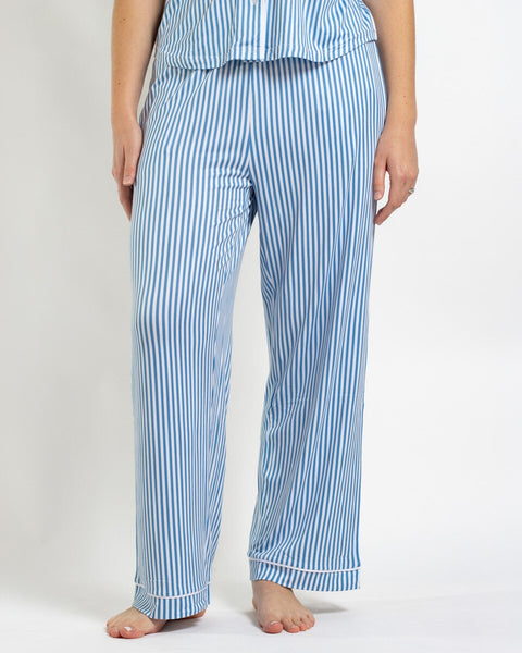 Pinstripe Short Sleeve Pants Sleep Set
