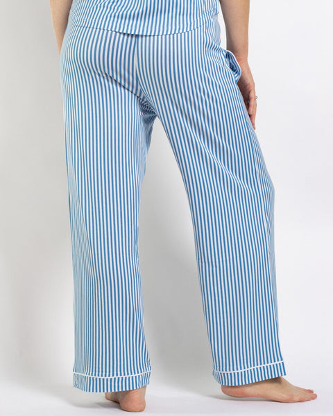 Pinstripe Short Sleeve Pants Sleep Set
