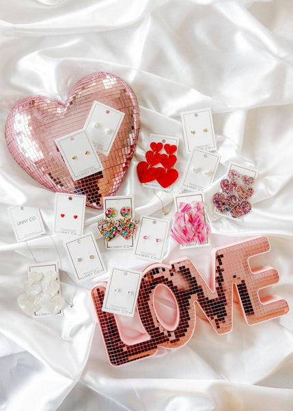 Screwback Stud Earrings Lux - Candy Heart Clear