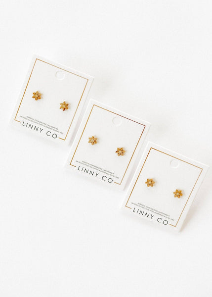 Screwback Stud Earrings - Snowflake Gold