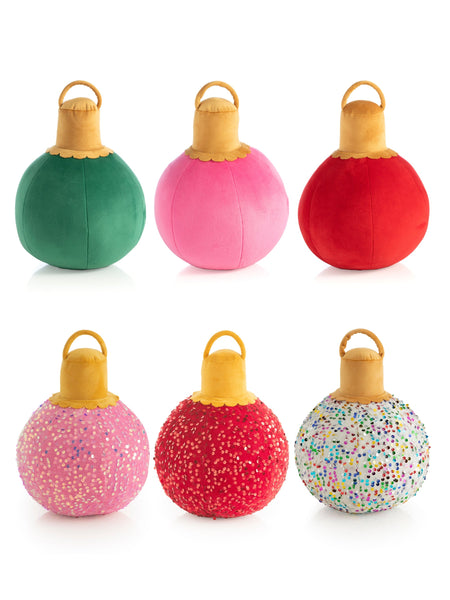 Shiraleah Assorted Set Of 6 Merry Bauble Small Pillows, Multi